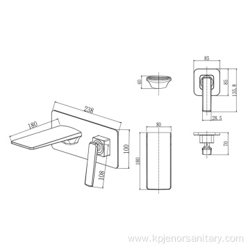 Modern Luxury Brass Wall Mounted Waterfall Basin Faucet